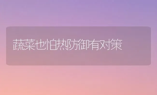 蔬菜也怕热防御有对策 | 蔬菜种植