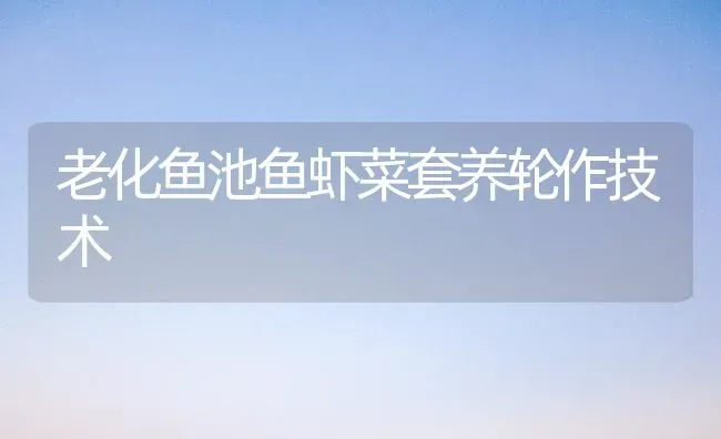 老化鱼池鱼虾菜套养轮作技术 | 蔬菜种植