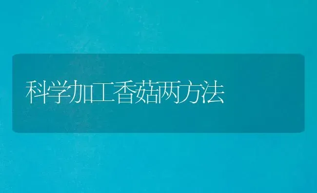 科学加工香菇两方法 | 食用菌种植