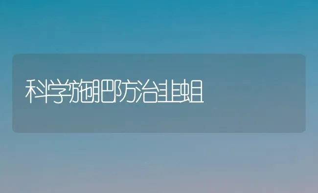 科学施肥防治韭蛆 | 种植肥料施肥