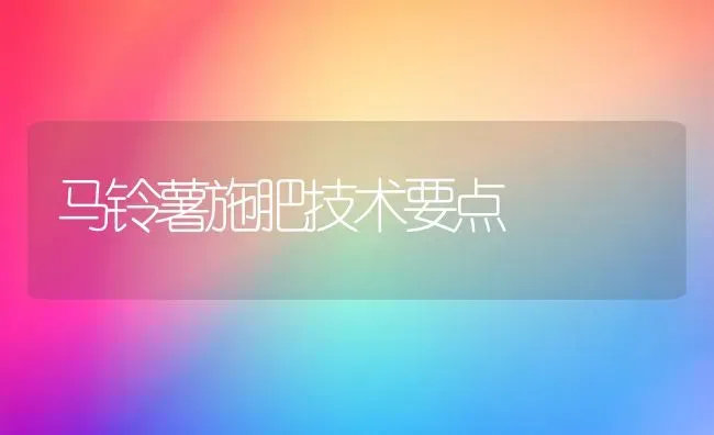 马铃薯施肥技术要点 | 种植肥料施肥