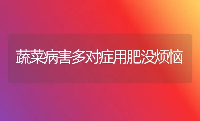 蔬菜病害多对症用肥没烦恼 | 蔬菜种植