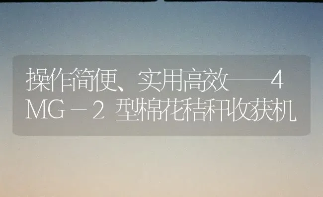 操作简便、实用高效——4MG-2型棉花秸秆收获机 | 粮油作物种植