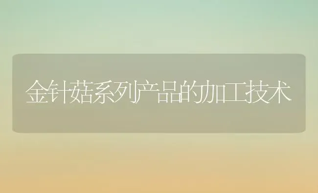 金针菇系列产品的加工技术 | 食用菌种植