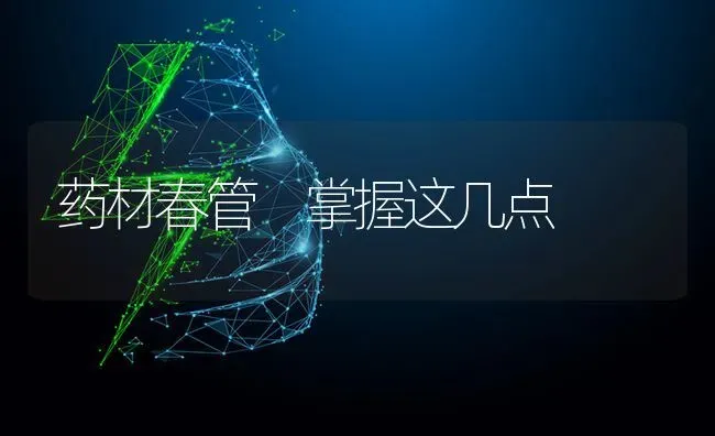 药材春管 掌握这几点 | 药材种植
