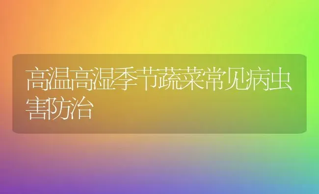 高温高湿季节蔬菜常见病虫害防治 | 蔬菜种植