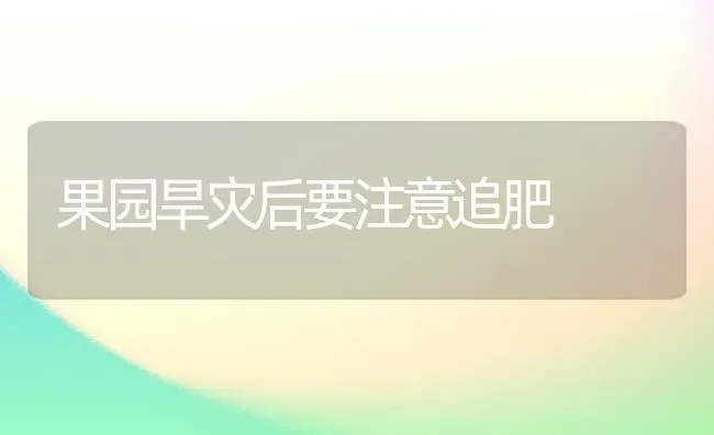 果园旱灾后要注意追肥 | 瓜果种植