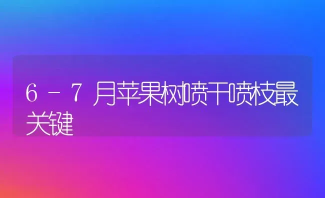 6-7月苹果树喷干喷枝最关键 | 瓜果种植