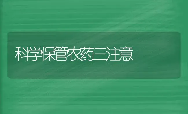科学保管农药三注意 | 种植病虫害防治