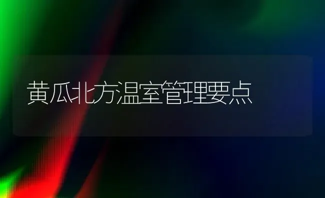 黄瓜北方温室管理要点 | 蔬菜种植