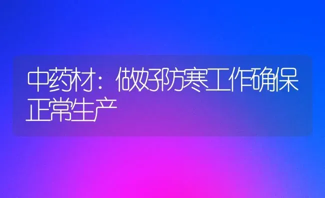 中药材：做好防寒工作确保正常生产 | 药材种植