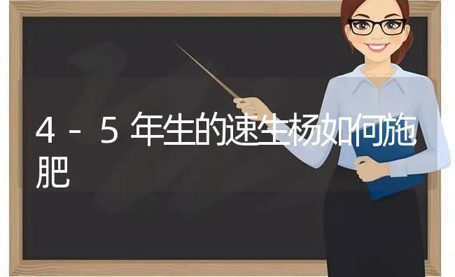 4-5年生的速生杨如何施肥 | 种植肥料施肥
