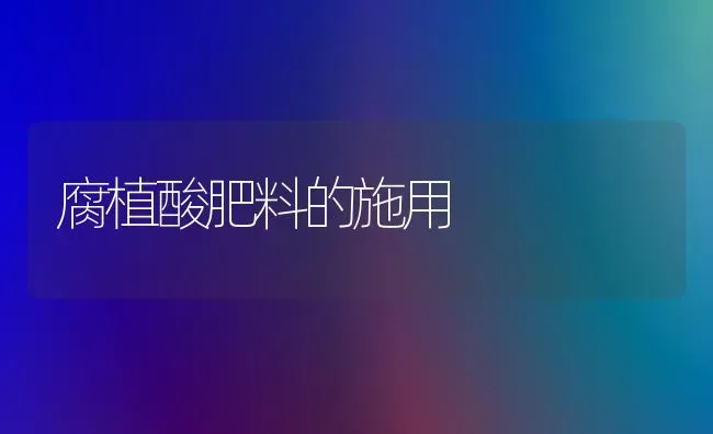 腐植酸肥料的施用 | 种植肥料施肥