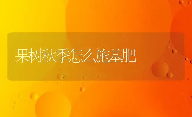 果树秋季怎么施基肥 | 瓜果种植