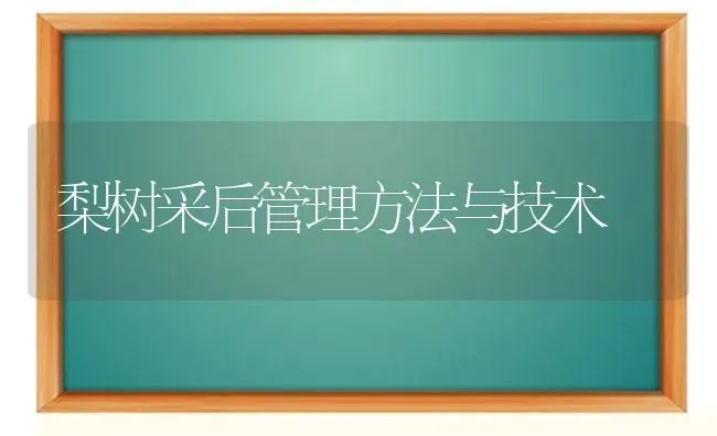 梨树采后管理方法与技术 | 瓜果种植