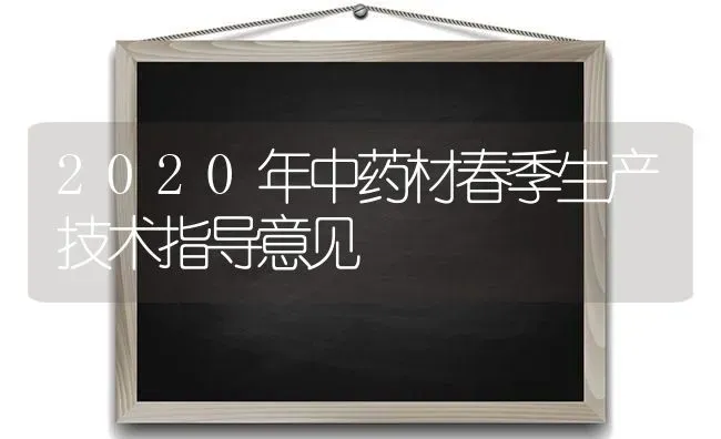 2020年中药材春季生产技术指导意见 | 药材种植