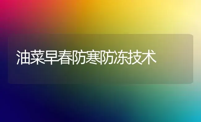 油菜早春防寒防冻技术 | 粮油作物种植