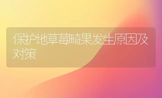 保护地草莓畸果发生原因及对策 | 瓜果种植