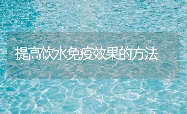 提高饮水免疫效果的方法 | 瓜果种植