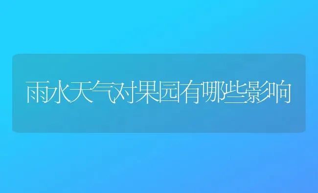 雨水天气对果园有哪些影响 | 瓜果种植