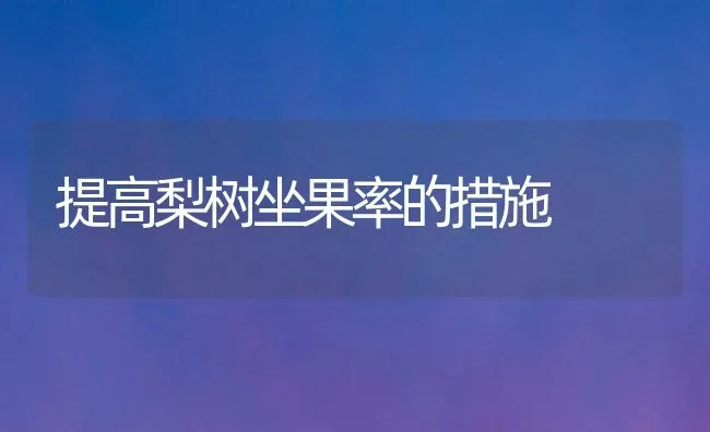 提高梨树坐果率的措施 | 瓜果种植