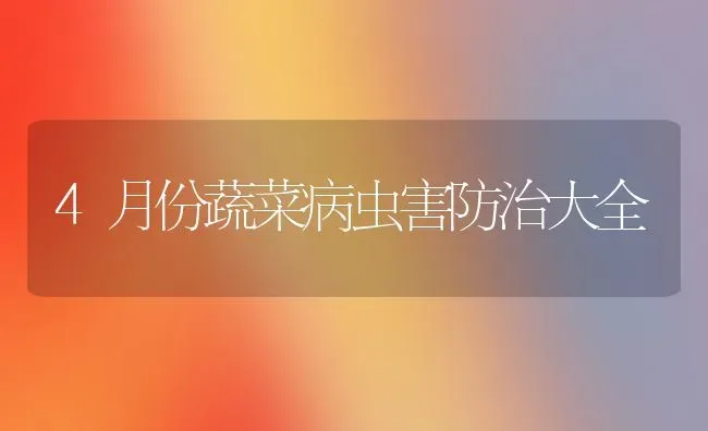 4月份蔬菜病虫害防治大全 | 蔬菜种植