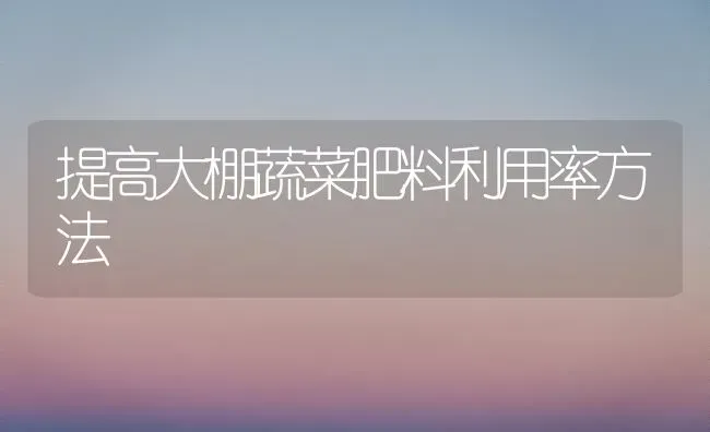 提高大棚蔬菜肥料利用率方法 | 蔬菜种植