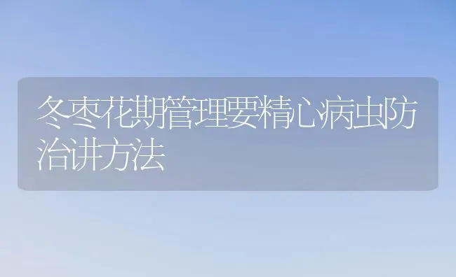 冬枣花期管理要精心病虫防治讲方法 | 瓜果种植