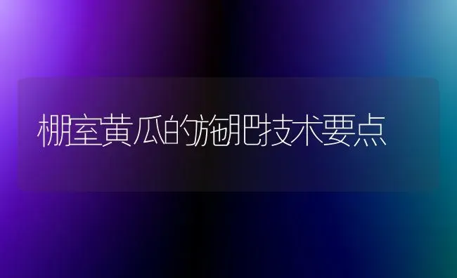 棚室黄瓜的施肥技术要点 | 种植肥料施肥