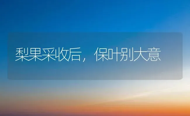 梨果采收后，保叶别大意 | 瓜果种植
