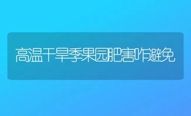 高温干旱季果园肥害咋避免 | 瓜果种植