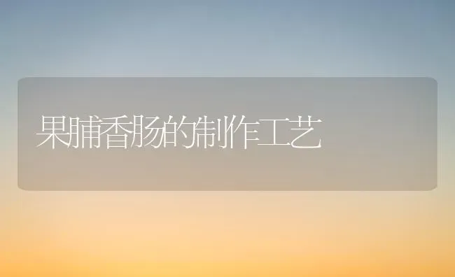 果脯香肠的制作工艺 | 瓜果种植