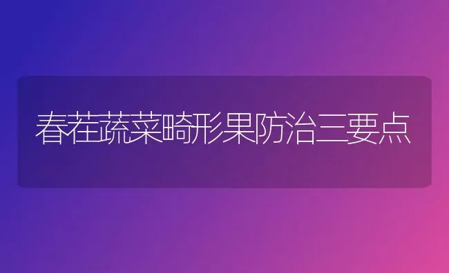 春茬蔬菜畸形果防治三要点 | 蔬菜种植