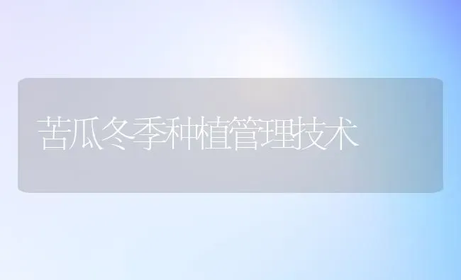 苦瓜冬季种植管理技术 | 植物种植百科