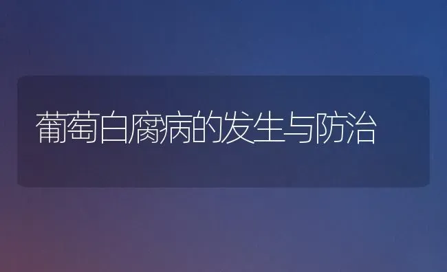 葡萄白腐病的发生与防治 | 瓜果种植