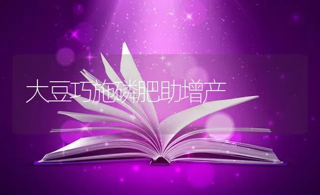 大豆巧施磷肥助增产 | 粮油作物种植