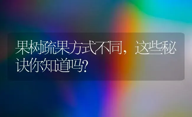 果树疏果方式不同，这些秘诀你知道吗？ | 瓜果种植