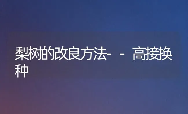 梨树的改良方法--高接换种 | 瓜果种植