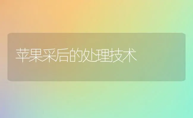 苹果采后的处理技术 | 瓜果种植