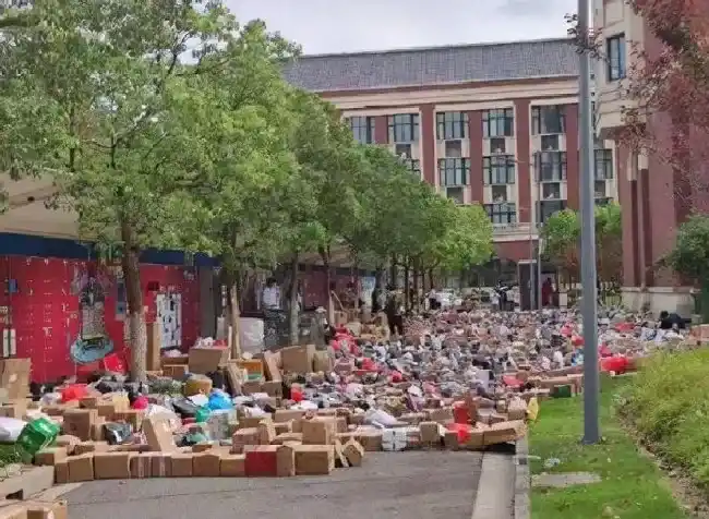 送花|上海一高校开学包裹把路堵死 拆开的包装咋办