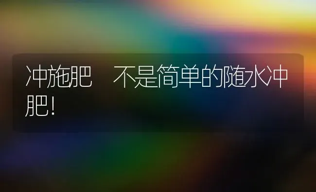 冲施肥 不是简单的随水冲肥！ | 种植肥料施肥