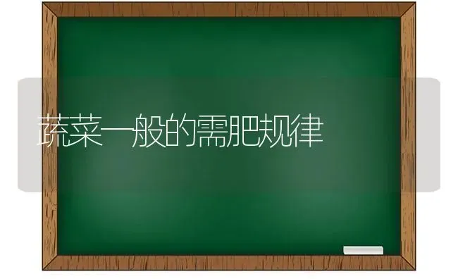蔬菜一般的需肥规律 | 蔬菜种植