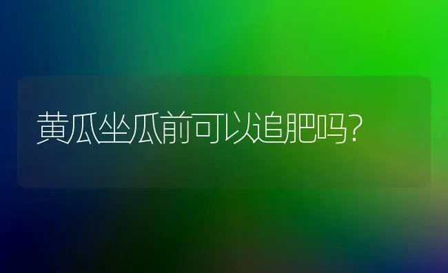 黄瓜坐瓜前可以追肥吗？ | 蔬菜种植