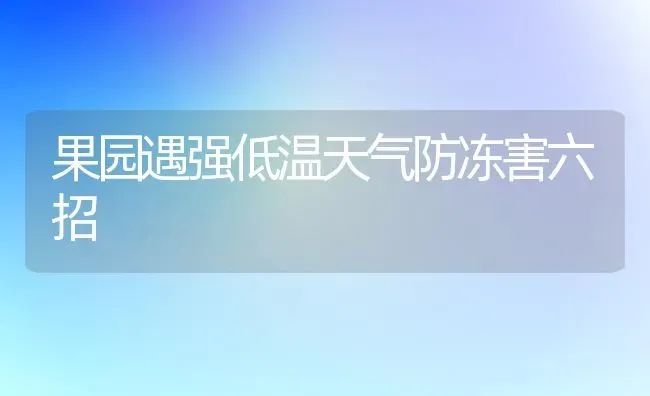 果园遇强低温天气防冻害六招 | 瓜果种植