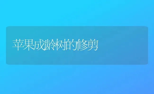 苹果成龄树的修剪 | 瓜果种植