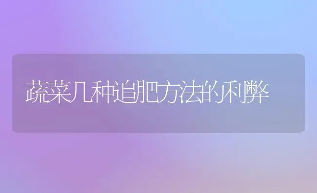 蔬菜几种追肥方法的利弊 | 蔬菜种植