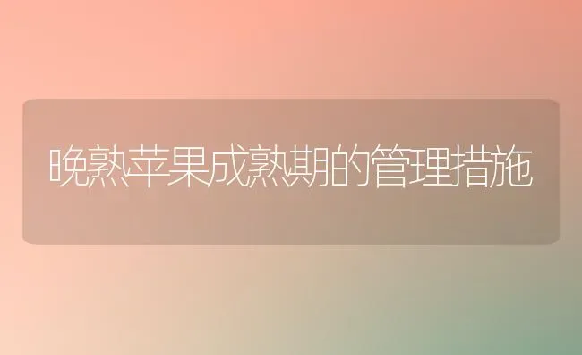 晚熟苹果成熟期的管理措施 | 瓜果种植