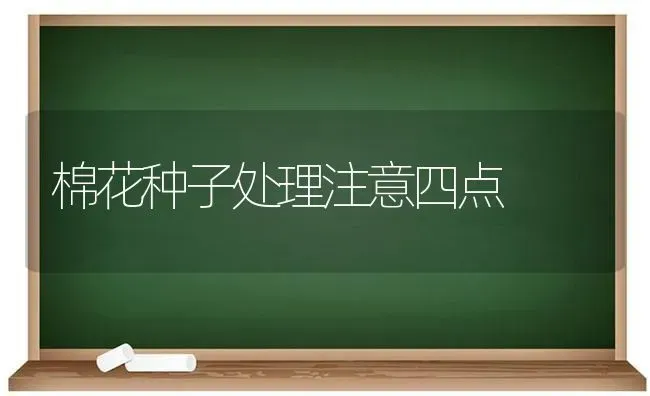 棉花种子处理注意四点 | 粮油作物种植