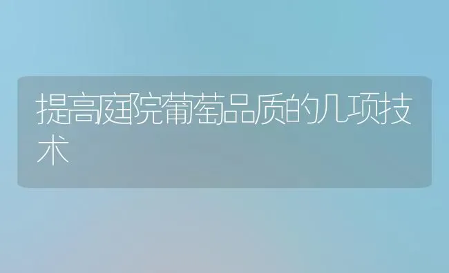 提高庭院葡萄品质的几项技术 | 瓜果种植