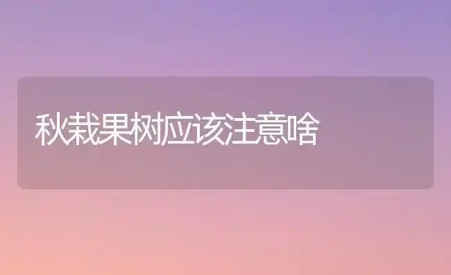 秋栽果树应该注意啥 | 瓜果种植